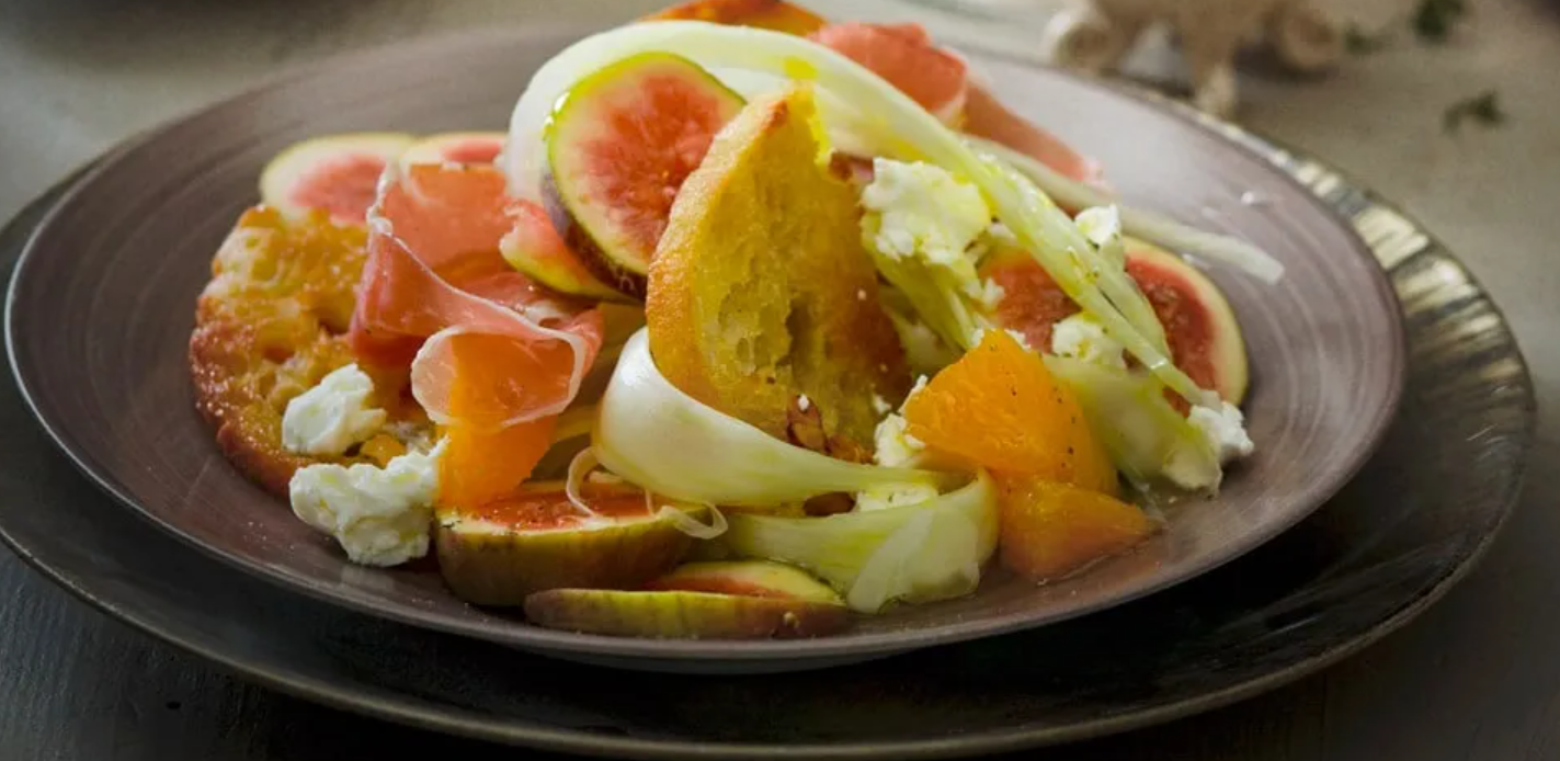 Insalata di finocchi, arance e Cubetti di cotto