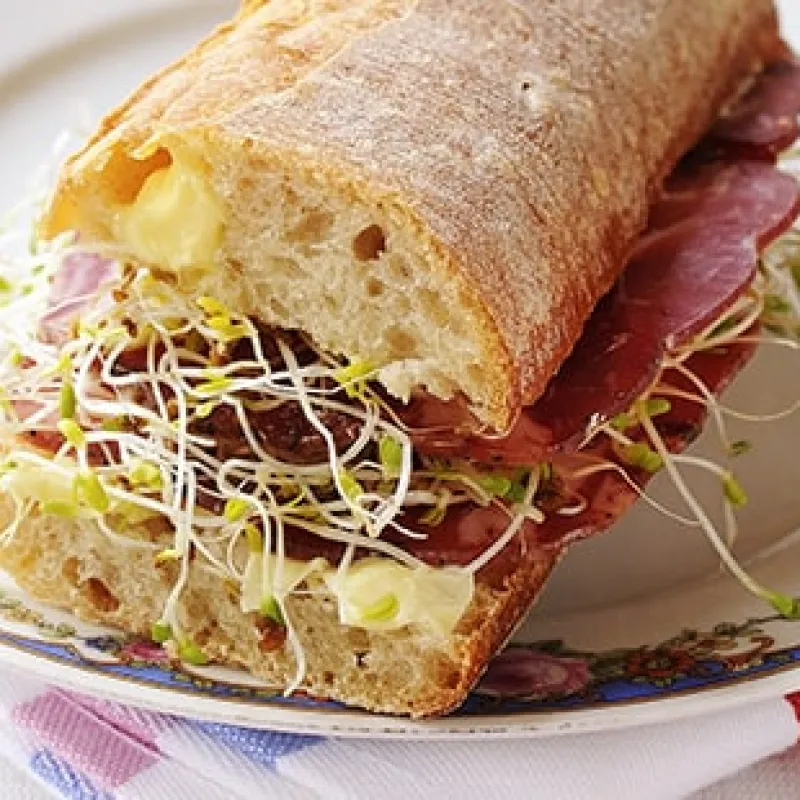 panino farcito con germogli di soia e coppa